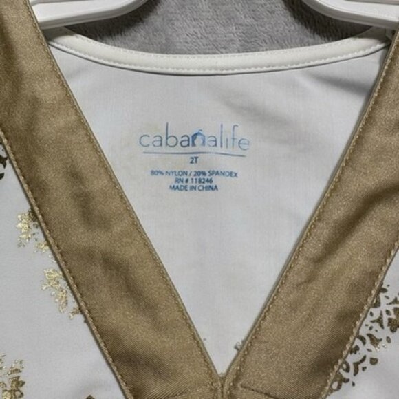 Cabana Llife Girl's Toddler 2T White Gold Swimsuit Cover-Up Set UPF Protection - Picture 11 of 15